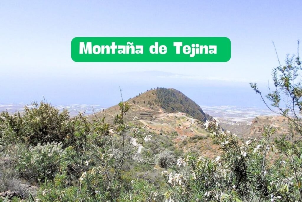 Vista panorámica del Monumento Natural de la Montaña de Tejina con el océano de fondo.